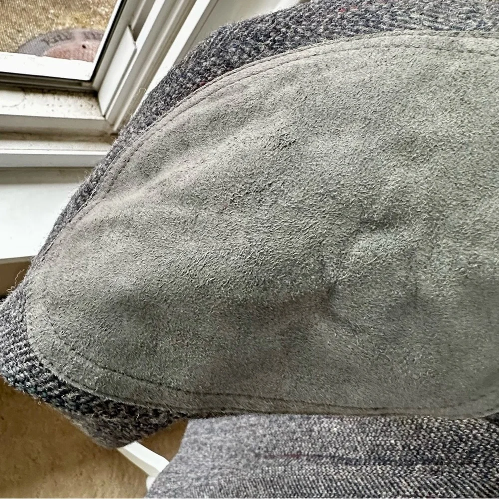 Pendleton Wool Blazer with Light Gray Suede Accents Grandpacore Oversized Vtg
